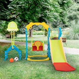 ZNTS 5 in 1 Slide and Swing Playing Set, Toddler Extra-Long Slide with 2 Basketball Hoops, Football, W2181139398