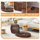 Modern Walnut Grain Double Layer Coffee Table - Versatile Design, Multiple Colors Available.Density 47578447