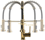 Commercial Black and Gold Kitchen Faucet with Pull Down Sprayer, Single Handle Single Lever Kitchen W1932P172327