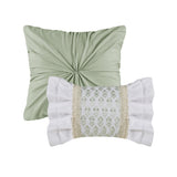 Full/Queen 5 Piece Seersucker Comforter Set with Throw Pillows B035128845