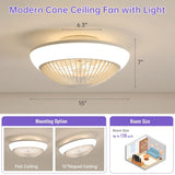 ZNTS 15 Inch RGB Dimmable Led Enclosed Ceiling Fan with Light Modern Bladeless 6 Speed Remote Control for 06607496