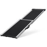 ZNTS Foldable Aluminum Dog Car Step Ramp, Dog Ramp Climbing Ladder with PVC Handle, Non-slip Foot Mats W2181P228649