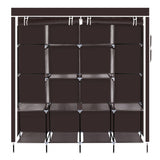 ZNTS 67" Clothes Closet Portable Wardrobe Clothes Storage Rack 12 Shelves 4 Side Pockets Dark Brown 71588089