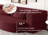 Modern Floor Sofa with 2 Pillows,Convertible Teddy Fabric Foam-Filled Sleeper Sofa Bed,15" Full Size W1885P308173