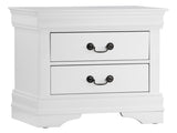 Traditional Design White Finish Nightstand 1pc Antique Drop Handles Drawers Bed Side Table Bedroom B01149269