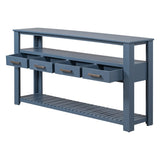 U_STYLE Modern Console Table Sofa Table for Living Room with 4 Drawers and 2 Shelves GL-N711P234484V