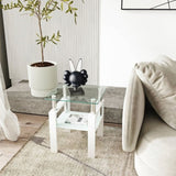 1-Piece Modern Tempered Glass Tea Table Coffee Table End Table, Square Table for Living Room, W241104206