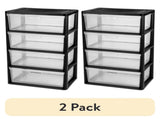 (2 pack) Wide 4 Drawer Tower, Plastic Storage Organizer with Removable Clear Bins, Easy to Assemble 51815034