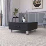 ZNTS Black Wengue 1-Drawer Rectangle Coffee Table B06280212