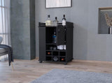Allandale 1-Door Bar Cart with Wine Rack and Casters Black B062111721