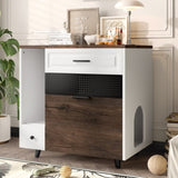 Cat Litter Box Enclosure, Indoor Hidden Cat Litter Box Furniture with 2 Drawers and Door, Cat House N704P287849D