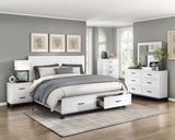 White Finish Nightstand with 2x Storage Drawers Wooden Bedroom Furniture 1pc B011P255283