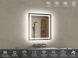 20"x28" LED Bathroom Mirror, Front-Lit and Back-Lit, 3 Color Tem Adjustable, Brightness Memory, 64470948