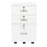 ZNTS White Wood Grain Density Board Three Drawers Wooden Filing Cabinet 70600637