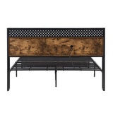 Queen Size Metal Platform Bed Frame with Wooden Headboard and with Footboard USB,Charging Station,2 W2297P236942