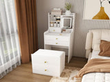 3-in-1 Dressing Table with LED Mirror & Stool - Compact Makeup Vanity with 4 Drawers, W2700P297923