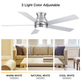 52" Low Profile Ceiling Fan in Brushed Nickel with Silver Blades W1367P185769