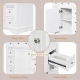 36" Bathroom Vanity without Sink, Cabinet Base Only, One Cabinet and Six Drawers, White WF306253AAK