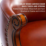 Seat height 26'' Cow top Leather Wooden Bar Stools, 360 Degree Swivel Bar Height Chair with Backs W2195135487