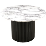 47 Round Dining Table for 4, Imitation White Marble Grain MDF Tabletop Modern Kitchen Table, 47 W1164P225840