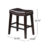 26" Contemporary Upholstered Saddle Counter Stool with Nailhead Trim , Dark Brown 62474.00PU