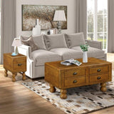 Solid Wood Rectangle Coffee Table for Living Room, 40-Inch Antique Coffee Table with 4 Drawers, Wood W1202P176741