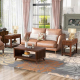 Rectangular Wood Coffee Table for Living Room, 41.5-Inch Coffee Table with Solid Wood Legs, Wood W1202P177316