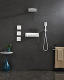 Wall Mounted Waterfall Rain Shower System With 3 Body Sprays & Handheld Shower W92864237