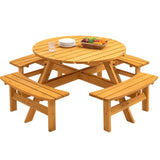 ZNTS 8 Person Wooden Picnic Table, Outdoor Camping Dining Table with Seat, Garden, DIY w/ 4 Built-in 11763279