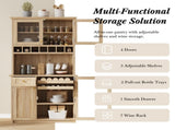 Farmhouse 35.4x17.7x74.8inch Freestanding Buffet with Hutch, Tall N717P327043N