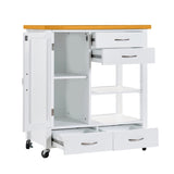 Kitchen Island Cart with walnut wood Top, Rolling Storage Cabinet on Wheels with Drawers, Sideboard W3417P329701