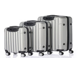 ABS Trolley Case 20in 24in 28in 3PCS Suitcase Set Striped Textured Suitcase Silver Gray 96290375