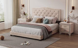 ZNTS Queen Size Upholstered Bed Frame with Rivet Design, Modern Velvet Platform Bed with Tufted 90764002