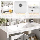 36" Modern Bathroom Vanity with Ceramic Sink, Soft-Close Door, Adjustable Shelf & 3 Drawers, Ample N729P280194K