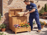28" Package Delivery Box with Gas Strut Lid, Elevated Storage Bench with Planter Box 40522901