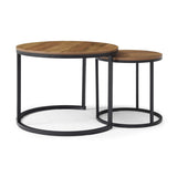 ZNTS Set of 2 Coffee Table Nesting Side Round End Table Top Sturdy Metal Frame Desk Centerpiece Living W1117P209519