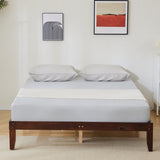 ZNTS Basic bed frame Painted pine wood Brown Full 189*136*30.5cm Wooden bed Single bed 36038766