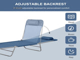 Folding Chaise Lounge Pool Chair, Patio Sun Tanning Chair, Outdoor Lounge Chair with 6-Position W2225141506