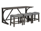 4-Piece Bar Table Set with Power Outlet, Dining Bar Table and Chairs Set,Bar Table Set with 3 Padded W1998P193825