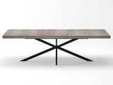 55.11"-70.86"Retro Rectangular Stretch Dining Table, Grey Carole Top With Same Color Embossed Center W757P437309
