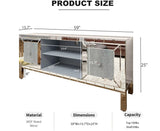 60" Mirrored TV Stand with Crushed Diamond Glass Doors - Modern Media Entertainment Center for W1445P301422