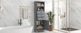 ZNTS Gray Tall Storage Cabinet with 3 Drawers and Adjustable Shelves for Bathroom, Study, Office and WF323347AAE