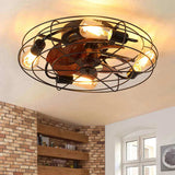 Caged Ceiling Fan With Light, 20'' farmhouse Low Profile Ceiling fan Lights With Remote Control, W1340103792