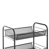 ZNTS Exquisite Honeycomb Net Four Tiers Storage Cart with Hook Black 01157249