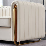 Contemporary Velvet Sofa Couch 84.25''W for Living Room, Beige W57946164