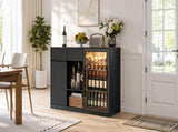 51.2" Modern Fluted Bar Cabinet with Fridge Compartment 88982162
