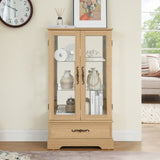Glass Cabinet Lighted Glass Cabinet Curio Display Cabinet with Adjustable Glass Shelves 2 Doors and W2275P178890