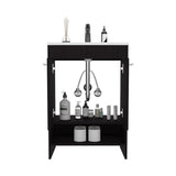 Lorenzo Floor Vanity With Four Drawers And Two Open Shelves, Black B070P337153