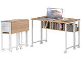 Folding Computer Desk, Foldable Desk with Storage Bag, Shelf and Wheels for Small Spaces, Home 66125674