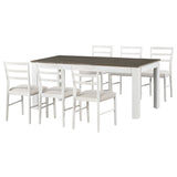 7-Piece Wooden Table Set Mutifunctional Extendable Table with 12" Leaf and 2 Drawers, 6 38960421